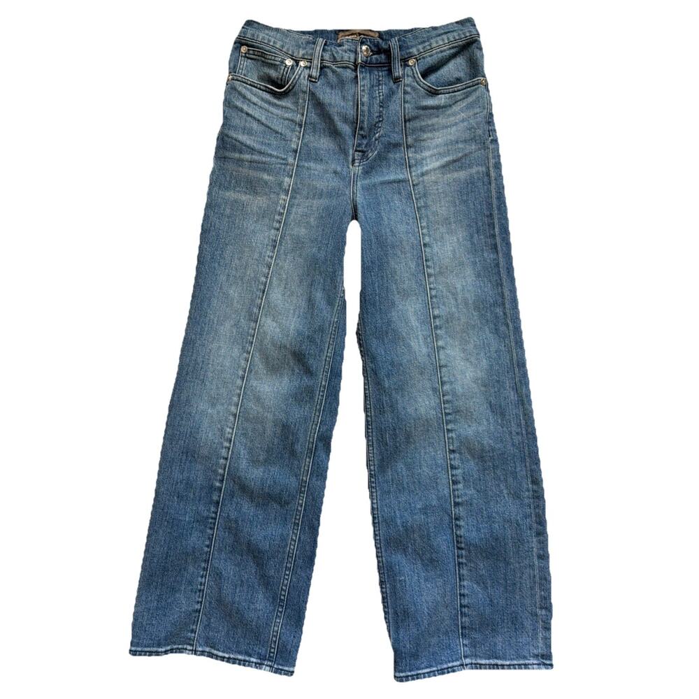 J. Crew Point Sur Jeans Womens 28 Wide Leg Cropped Seam Detail Boho Casual